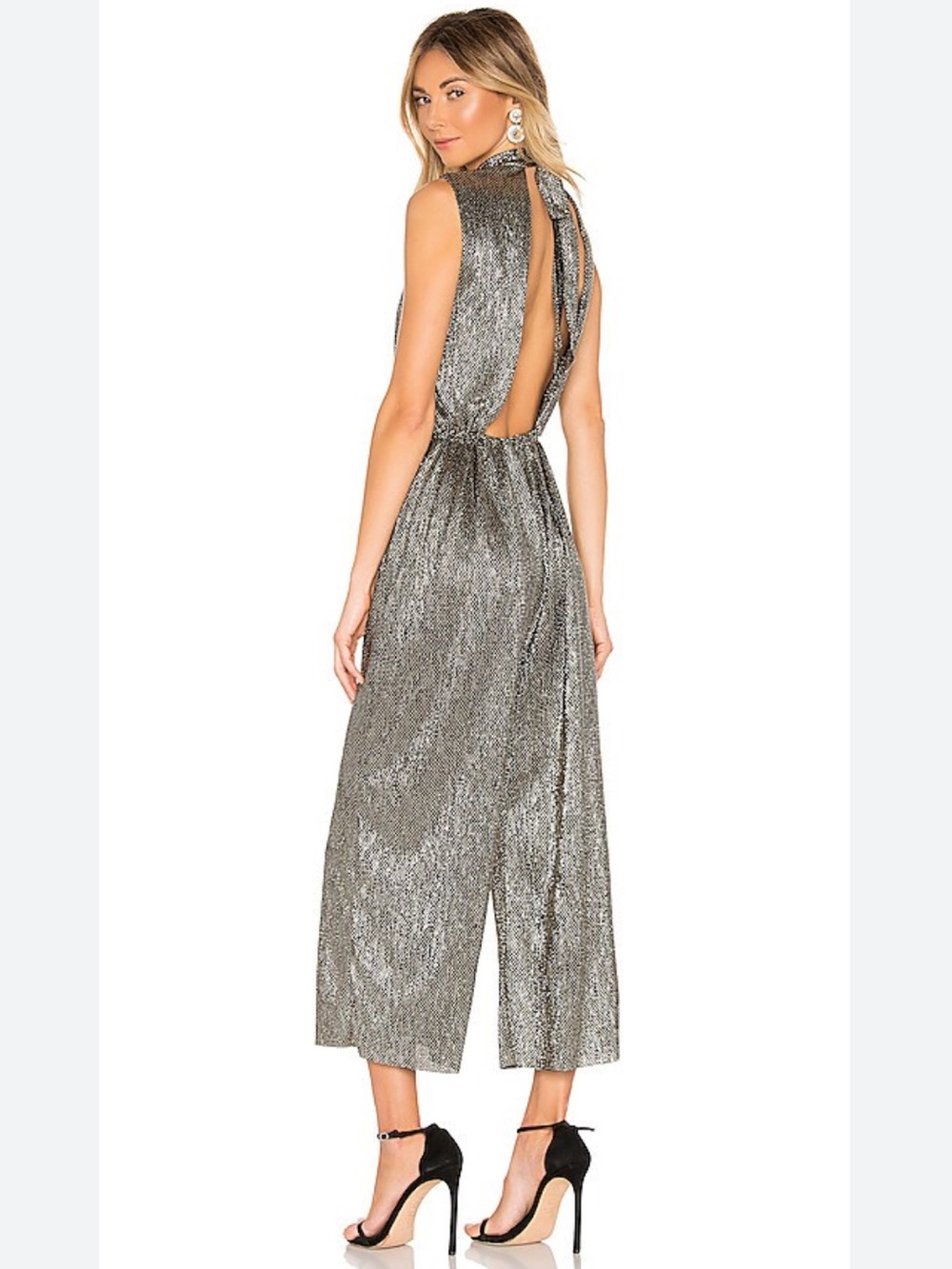 Sabina Musayev Chen Jumpsuit Black Metallic Gold Medium